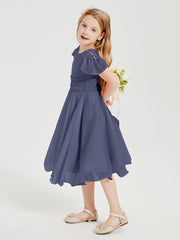 Tea Length Chiffon Junior Bridesmaid Dresses Stormy