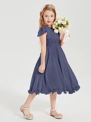 Tea Length Chiffon Junior Bridesmaid Dresses Stormy