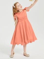 Tea Length Chiffon Junior Bridesmaid Dresses Sunset