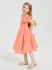 Tea Length Chiffon Junior Bridesmaid Dresses Sunset