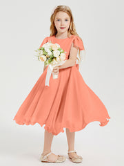 Tea Length Chiffon Junior Bridesmaid Dresses Sunset