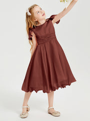 Tea Length Chiffon Junior Bridesmaid Dresses Terracotta