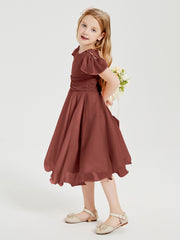 Tea Length Chiffon Junior Bridesmaid Dresses Terracotta