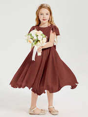 Tea Length Chiffon Junior Bridesmaid Dresses Terracotta