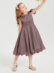 Tea Length Chiffon Junior Bridesmaid Dresses Vintage Mauve