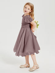 Tea Length Chiffon Junior Bridesmaid Dresses Vintage Mauve