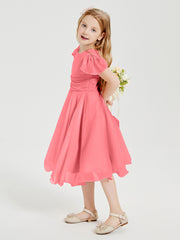 Tea Length Chiffon Junior Bridesmaid Dresses Watermelon