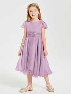 Tea Length Chiffon Junior Bridesmaid Dresses Wisteria