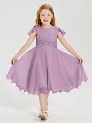 Tea Length Chiffon Junior Bridesmaid Dresses Wisteria