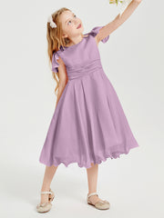 Tea Length Chiffon Junior Bridesmaid Dresses Wisteria