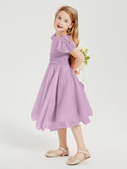 Tea Length Chiffon Junior Bridesmaid Dresses Wisteria
