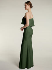 One Shoulder Mermaid Dresses with Slit Olive Green Plus Size
