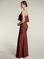 One Shoulder Mermaid Dresses with Slit Terracotta Plus Size