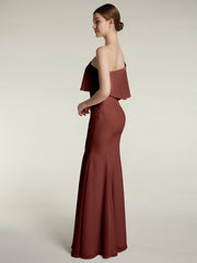 One Shoulder Mermaid Dresses with Slit Terracotta