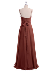 Spaghetti Strap Sweetheart Neck Chiffon Dress Terracotta