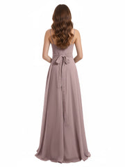 Spaghetti Strap Sweetheart Neck Chiffon Dress Vintage Mauve
