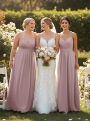 Spaghetti Strap Sweetheart Neck Chiffon Dress Vintage Mauve