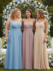 Spaghetti Strap Sweetheart Neck Chiffon Dress Vintage Mauve