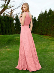 One Shoulder Floor Length Lace Bridesmaid Gown Flamingo Plus Size