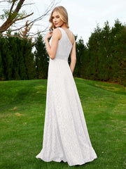 One Shoulder Floor Length Lace Bridesmaid Gown Ivory