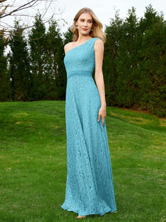 One Shoulder Floor Length Lace Bridesmaid Gown Pool