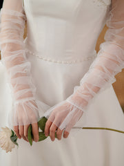 Simple Sheer Tulle Fingerless Long Sleeves