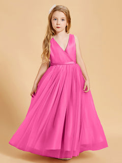 Tulle Junior Bridesmaid Dresses Satin Top Glamourous Bowknot Azalea