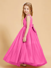 Tulle Junior Bridesmaid Dresses Satin Top Glamourous Bowknot Azalea