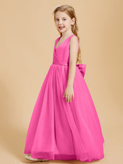 Tulle Junior Bridesmaid Dresses Satin Top Glamourous Bowknot Azalea
