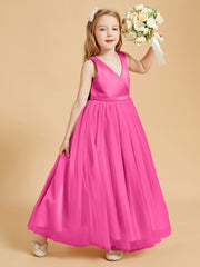 Tulle Junior Bridesmaid Dresses Satin Top Glamourous Bowknot Azalea