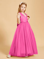 Tulle Junior Bridesmaid Dresses Satin Top Glamourous Bowknot Azalea