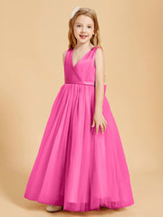 Tulle Junior Bridesmaid Dresses Satin Top Glamourous Bowknot Azalea