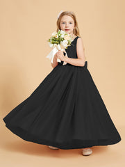Tulle Junior Bridesmaid Dresses Satin Top Glamourous Bowknot Black