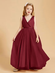 Tulle Junior Bridesmaid Dresses Satin Top Glamourous Bowknot Burgundy