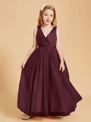 Tulle Junior Bridesmaid Dresses Satin Top Glamourous Bowknot Cabernet