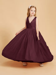 Tulle Junior Bridesmaid Dresses Satin Top Glamourous Bowknot Cabernet