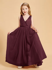 Tulle Junior Bridesmaid Dresses Satin Top Glamourous Bowknot Cabernet