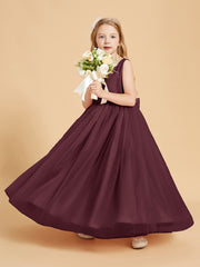 Tulle Junior Bridesmaid Dresses Satin Top Glamourous Bowknot Cabernet