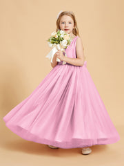 Tulle Junior Bridesmaid Dresses Satin Top Glamourous Bowknot Candy Pink