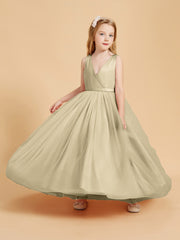 Tulle Junior Bridesmaid Dresses Satin Top Glamourous Bowknot Champagne