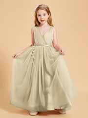 Tulle Junior Bridesmaid Dresses Satin Top Glamourous Bowknot Champagne