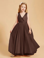 Tulle Junior Bridesmaid Dresses Satin Top Glamourous Bowknot Chocolate