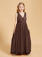 Tulle Junior Bridesmaid Dresses Satin Top Glamourous Bowknot Chocolate