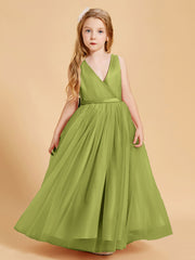Tulle Junior Bridesmaid Dresses Satin Top Glamourous Bowknot Clover