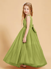 Tulle Junior Bridesmaid Dresses Satin Top Glamourous Bowknot Clover