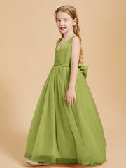 Tulle Junior Bridesmaid Dresses Satin Top Glamourous Bowknot Clover