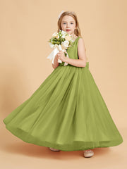 Tulle Junior Bridesmaid Dresses Satin Top Glamourous Bowknot Clover