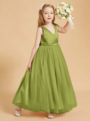 Tulle Junior Bridesmaid Dresses Satin Top Glamourous Bowknot Clover