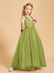 Tulle Junior Bridesmaid Dresses Satin Top Glamourous Bowknot Clover