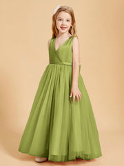 Tulle Junior Bridesmaid Dresses Satin Top Glamourous Bowknot Clover